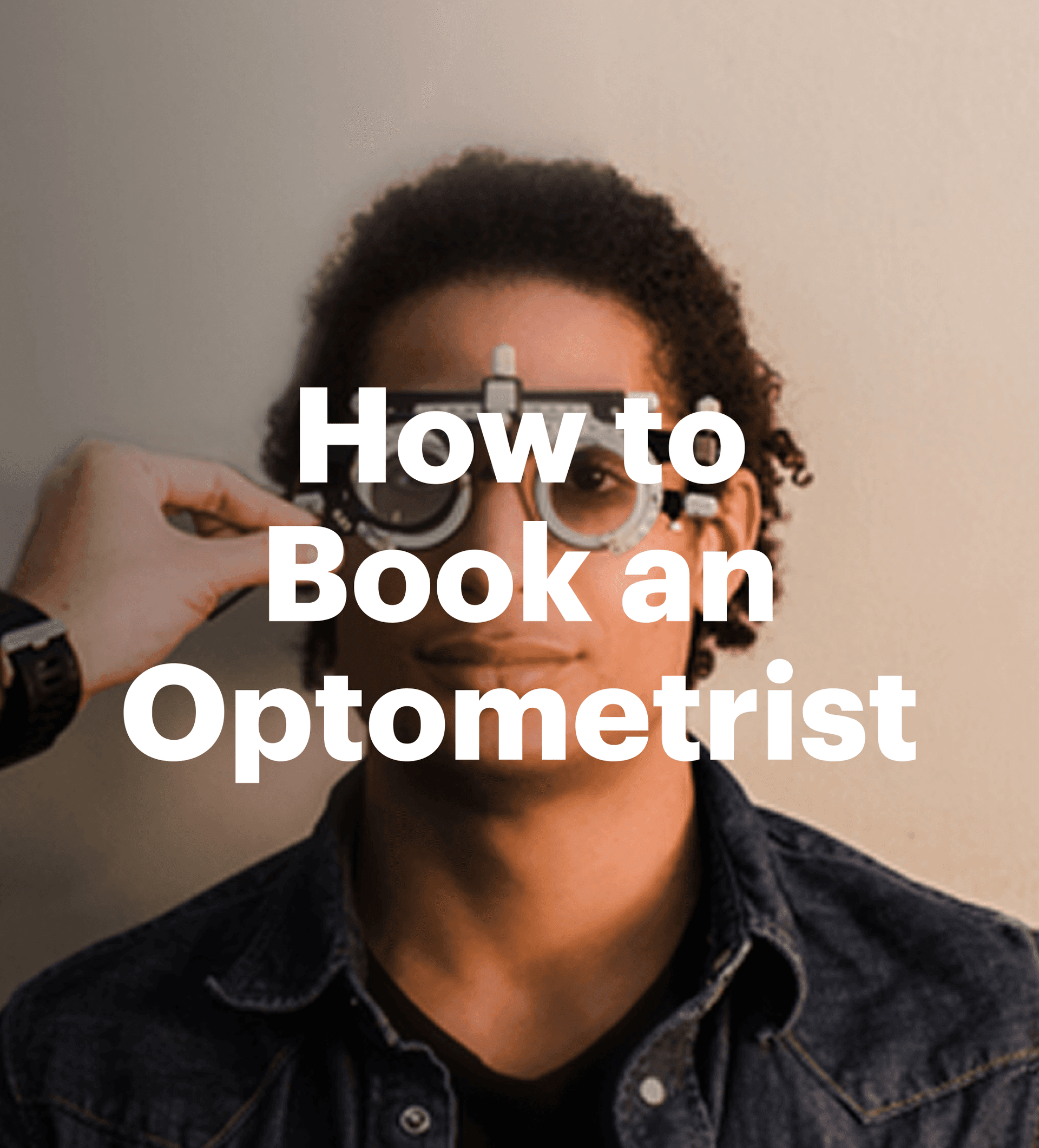 Optometrist at Dresden Vision Australia adjusting a trial frame on a patient during a comprehensive sight test in a brightly lit clinic environment.