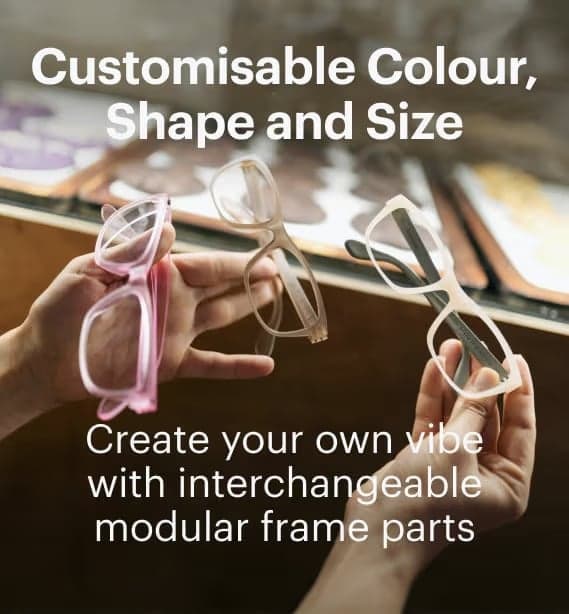 Dresden Vision interchangeable glasses frames in multiple colours designed for customisable fit and modular styling