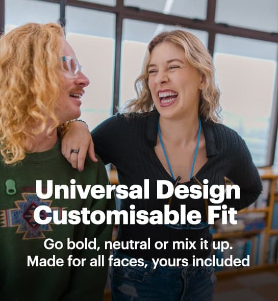 Dresden Vision glasses worn by diverse people highlighting universal design and customisable fit