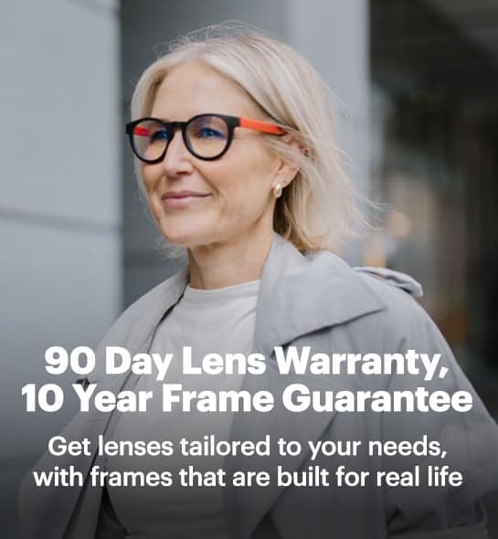 Dresden Vision glasses worn outdoors highlighting tailored lenses and long-lasting frame warranty